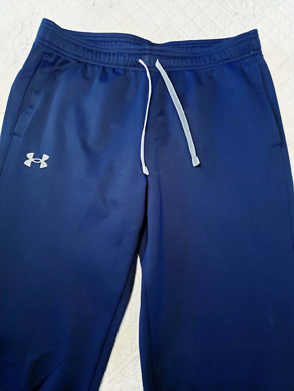 Under Armour Boys Large US14 Loose Fit Navy Academy Blue Joggers Athletic Pants